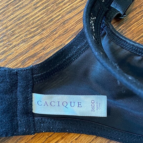 Cacique Black Lace Bra - Size 36DD - Picture 3 of 4